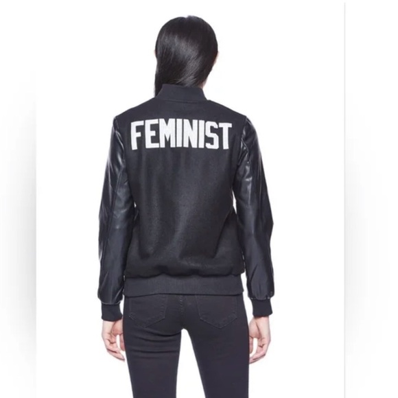 Hilary Macmillan Jackets & Blazers - Hilary Macmillan Black Varsity Jacket with Feminist Statement Medium